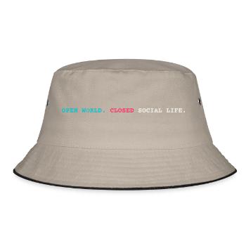Open World Closed Social Life - Bucket Hat - Khaki/Schwarz - Vorne