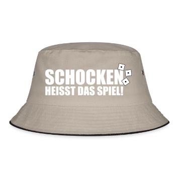 Schocken heißt das Spiel weiß - Bucket Hat - Khaki/Schwarz - Vorne