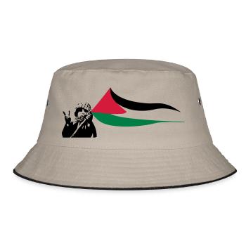 Free Palestine - Bucket Hat - Khaki/Schwarz - Vorne