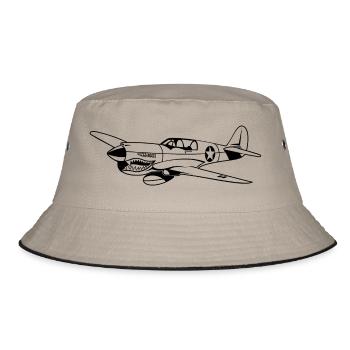 Jagdflugzeug / Kampfflieger Warhawk 02_schwarz - Bucket Hat - Khaki/Schwarz - Vorne