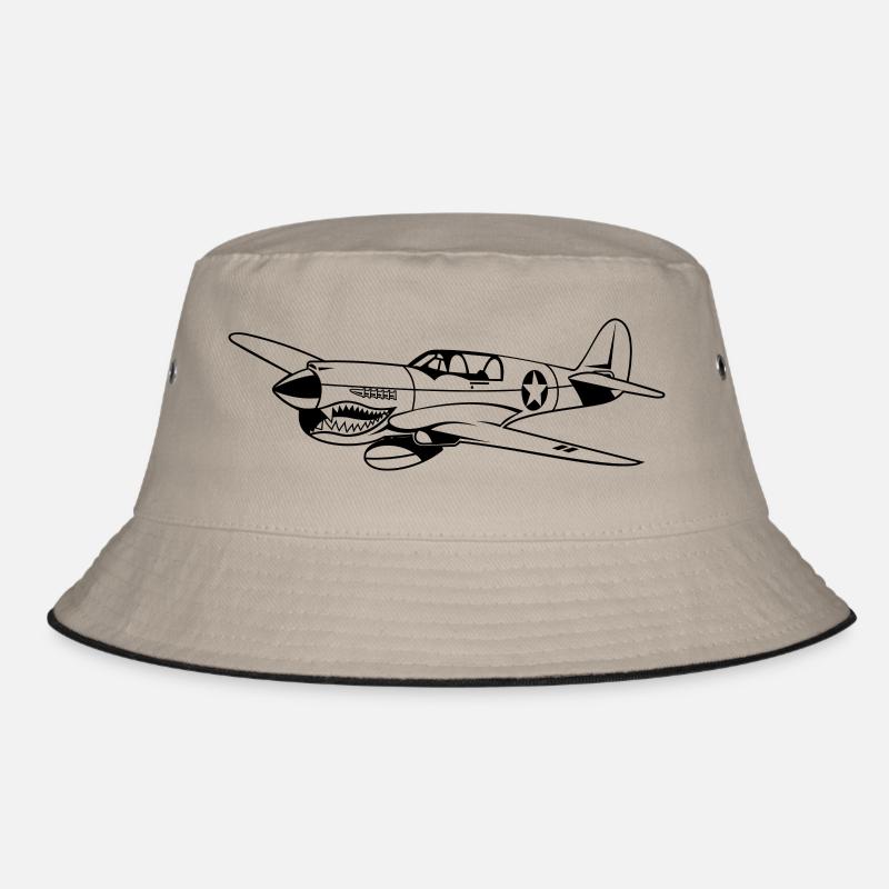Jagdflugzeug / Kampfflieger Warhawk 02_schwarz Bucket Hat