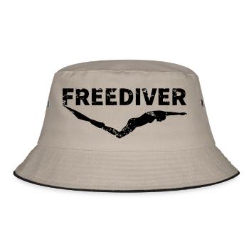 Apnoe-Taucher horizontal - Bucket Hat - Khaki/Schwarz - Vorne