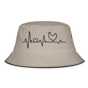 chicken heartbeat farm chickens farmer farmer - Bucket Hat - khaki/black - Front