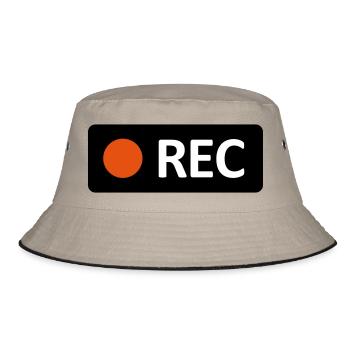 Camera REC recording button. Record, live, rec - Bucket Hat - khaki/black - Front