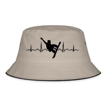 Herzschlag Snowboard Herren Snowboarder Junge Apre - Bucket Hat - Khaki/Schwarz - Vorne