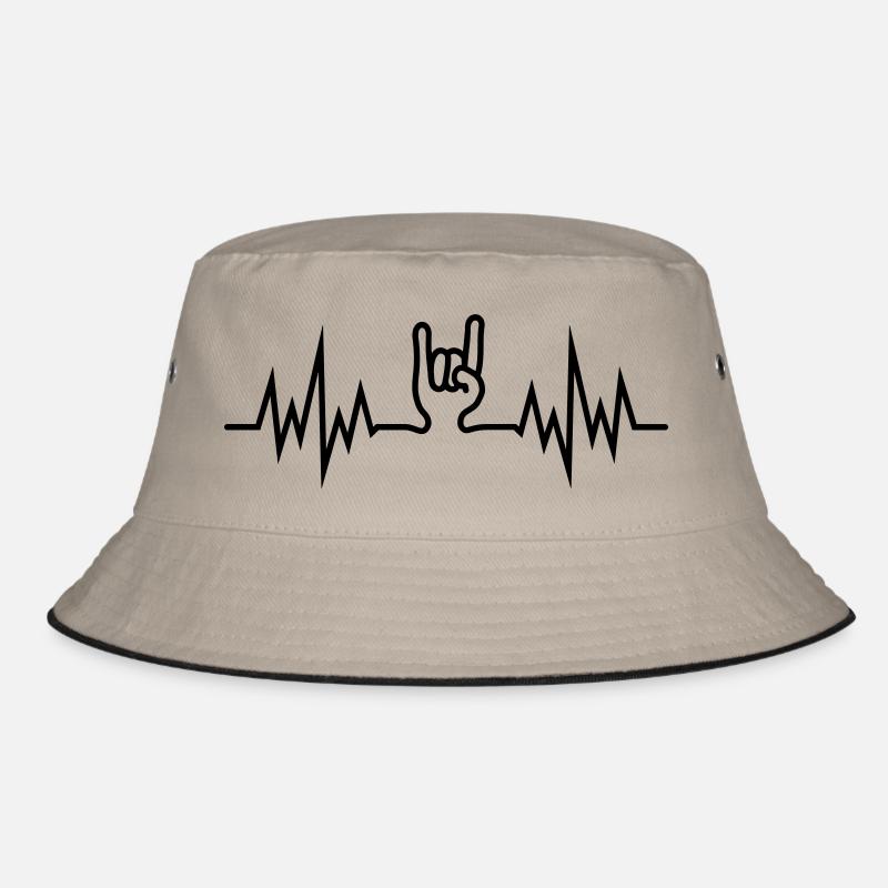 HeavyMetalHandSign - Bucket Hat - Khaki/Schwarz