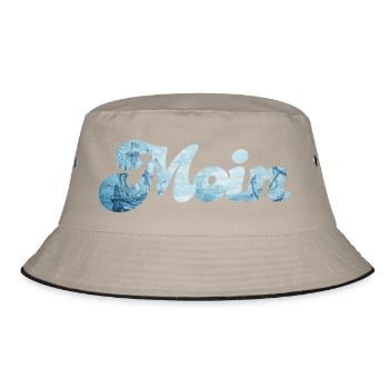 Moin Schiff typisch nordisch Handschrift Nordsee - Bucket Hat - Khaki/Schwarz - Vorne
