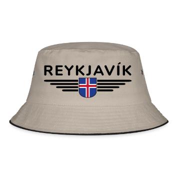 T-shirt Reykjavík – La ville des aurores boréales - Bob - kaki/noir - Devant