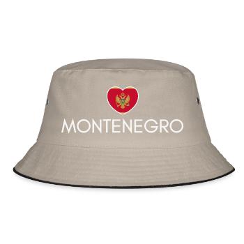 Heart with Montenegro flag, I love Montenegro - Bucket Hat - khaki/black - Front