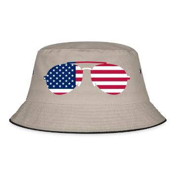 USA Sonnenbrille – Aviator Flagge Cool Pilot Style - Bucket Hat - Khaki/Schwarz - Vorne