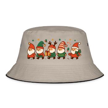 Weihnachtsmann Familie Weihnachten Spaß Zwerg Design - Bucket Hat - Khaki/Schwarz - Vorne