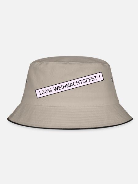 100 Prozent weihnachtsfest - Bucket Hat - Khaki/Schwarz - Vorne