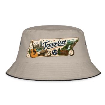 Tennessee Great Smoky Mountains Vintage Sticker - Bucket Hat - khaki/black - Front