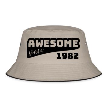 Awesome since 1982 / Birthday-Shirt - Bucket Hat - Khaki/Schwarz - Vorne