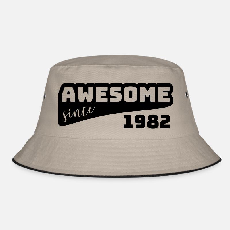 Awesome since 1982 / Birthday-Shirt - Bucket Hat - Khaki/Schwarz