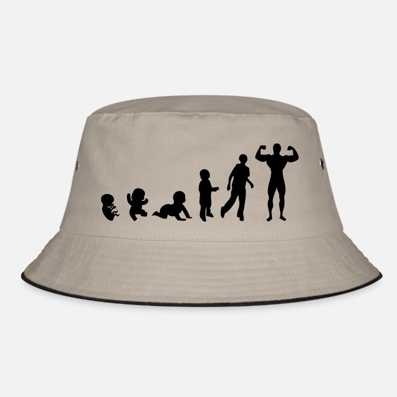 Evolution human men man bodybuilding sports Bucket Hat