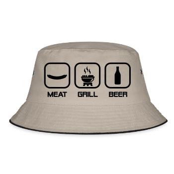 Meat Grill Beer - Bucket Hat - Khaki/Schwarz - Vorne