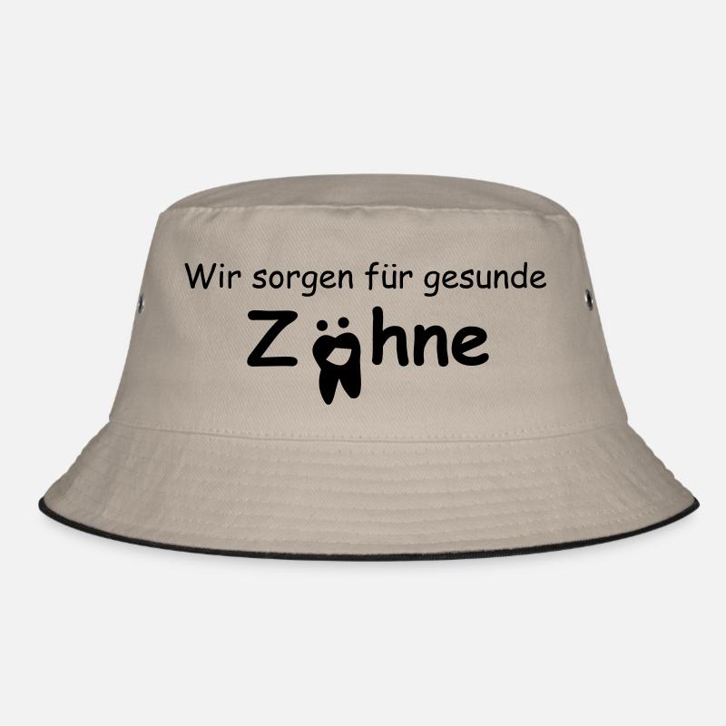 Gesunde Zähne - Bucket Hat - Khaki/Schwarz