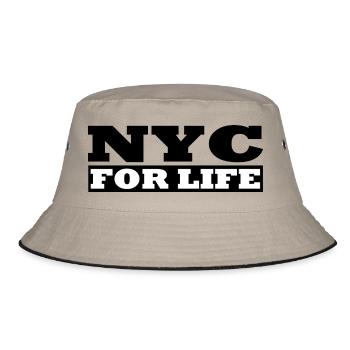 Cool - NYC For life - Design by Milaino - Bucket Hat - khaki/black - Front