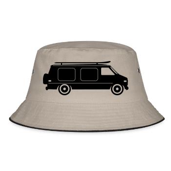 CAMPER BUS Wohnmobil Auto - Bucket Hat - Khaki/Schwarz - Vorne
