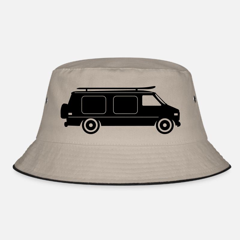 CAMPER BUS Wohnmobil Auto - Bucket Hat - Khaki/Schwarz
