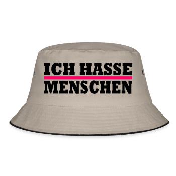 Ich hasse menschen - Bucket Hat - Khaki/Schwarz - Vorne