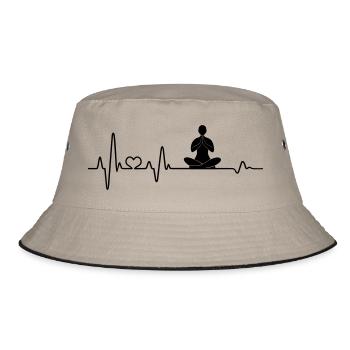 Yoga Meditation meditieren Namaste Yogi Pulsschlag - Bucket Hat - Khaki/Schwarz - Vorne