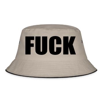 Fuck - Bucket Hat - Khaki/Schwarz - Vorne