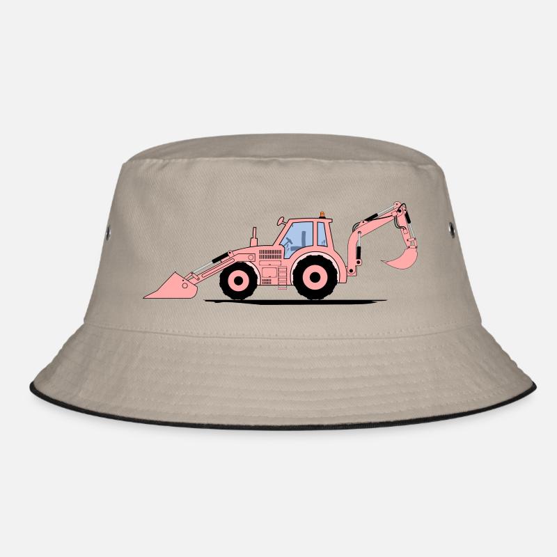 Traktor Bagger Baggerschlepper Rosa - Bucket Hat - Khaki/Schwarz