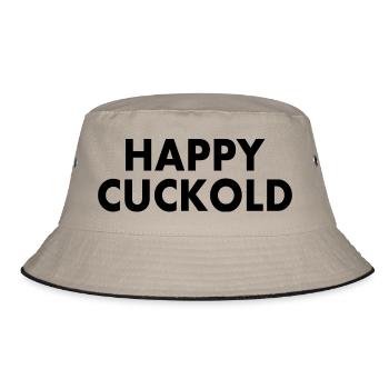 Happy cuckold - Bucket Hat - Khaki/Schwarz - Vorne