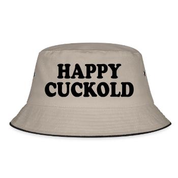 Happy cuckold - Bucket Hat - Khaki/Schwarz - Vorne