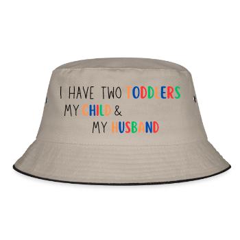 Funny Husband Design - Bucket Hat - Khaki/Schwarz - Vorne
