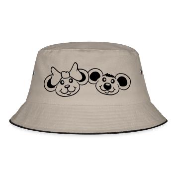 2 Mäuse Paar Zwei Verliebt Valentinstag Frau Mann - Bucket Hat - Khaki/Schwarz - Vorne