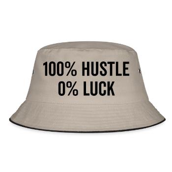 100% Hustle 0% Luck - Bucket Hat - khaki/black - Front