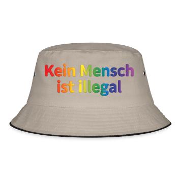 Kein Mensch ist illegal Regenbogen - Bucket Hat - Khaki/Schwarz - Vorne