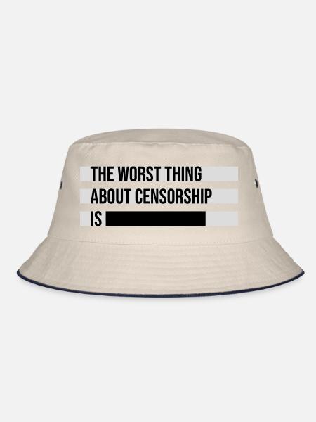 The Worst Thing About Censorship Is Lustig Ironie - Bucket Hat - Natur/Navy - Vorne