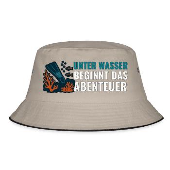 Tauchen Unter Wasser beginnt das Abenteuer. - Bucket Hat - Khaki/Schwarz - Vorne