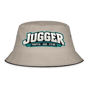 Jugger Logo Retro Neon Stil - Bucket Hat - Khaki/Schwarz - Vorne