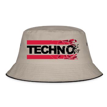 Techno shattered - Bucket Hat - Khaki/Schwarz - Vorne
