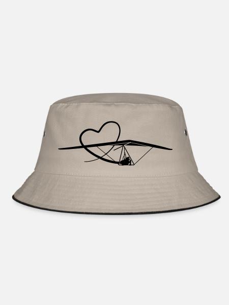 herzflug hängegleiter Geschenk - Bucket Hat - Khaki/Schwarz - Vorne