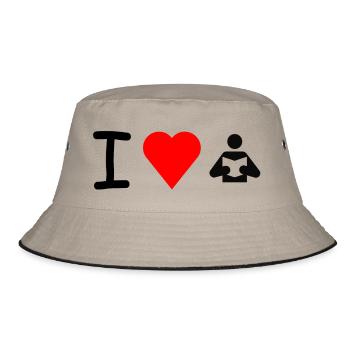 I love reading bookworm bookworm - Bucket Hat - khaki/black - Front
