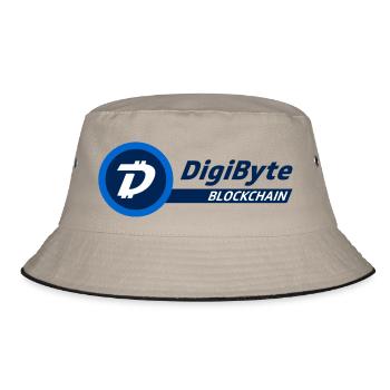 DigiByte Logo mit Text (DGB) - Bucket Hat - Khaki/Schwarz - Vorne