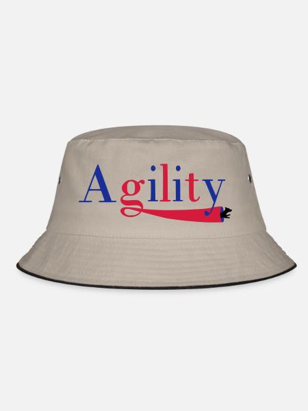 Agility Schrift ein Hund im Tunnel - Bucket Hat - Khaki/Schwarz - Vorne