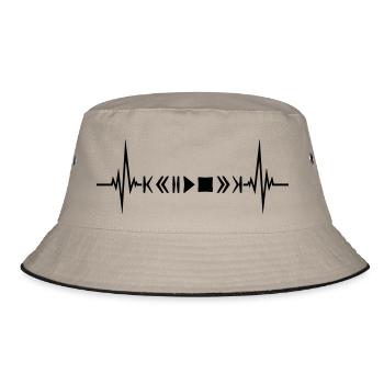 play pulse frequency heart beat cool buttons loud re - Bucket Hat - khaki/black - Front
