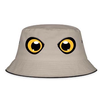 zwei leuchtende Augen einer Eule - Bucket Hat - Khaki/Schwarz - Vorne