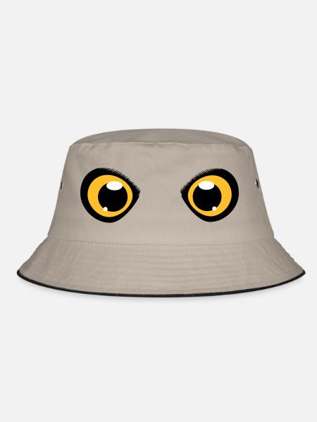 zwei leuchtende Augen einer Eule - Bucket Hat - Khaki/Schwarz - Vorne