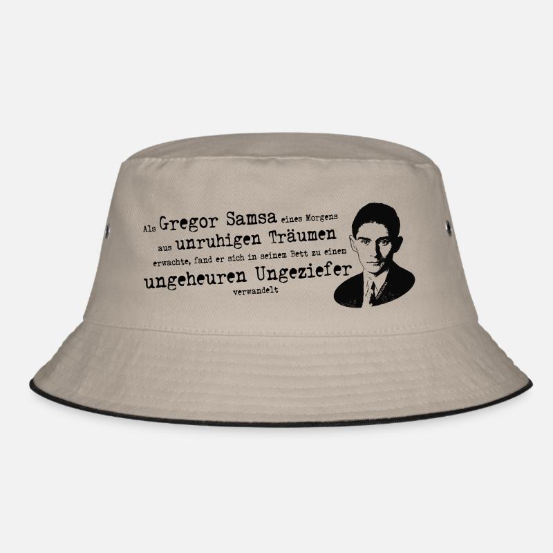 Franz Kafka | Zitat Verwandlung Gregor Samsa - Bucket Hat - Khaki/Schwarz