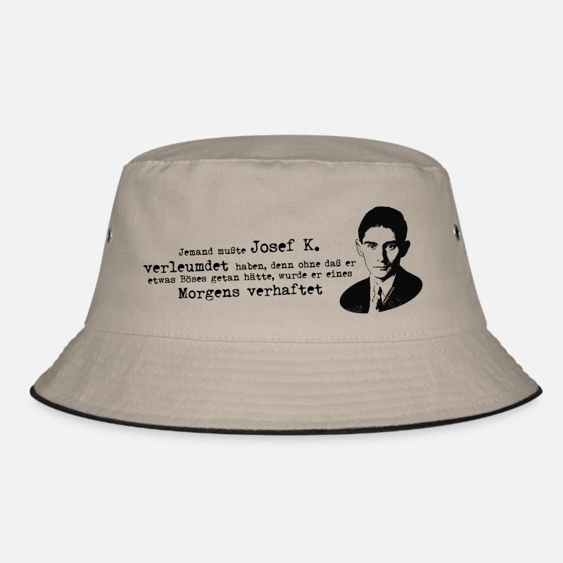 Franz Kafka Zitat Prozess Josef K - Bucket Hat - Khaki/Schwarz