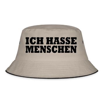 Ich hasse menschen - Bucket Hat - Khaki/Schwarz - Vorne