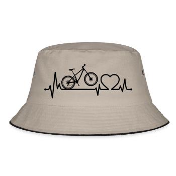 Herzschlag Fahrrad Cardio Puls Fahrrad - Bucket Hat - Khaki/Schwarz - Vorne